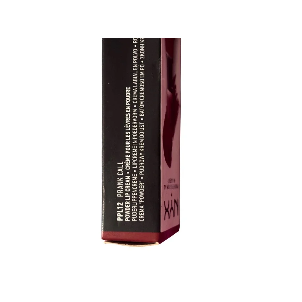 NYX Powder Puff Lippie PPL12 Prank Call 12mL Burgundy Matte Lip Cream Glam Retro